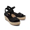 Toms Audrey Ankle Strap Espadrille Platform Wedge Sandal In Black