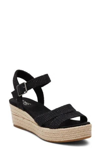 Toms Audrey Ankle Strap Espadrille Platform Wedge Sandal In Black