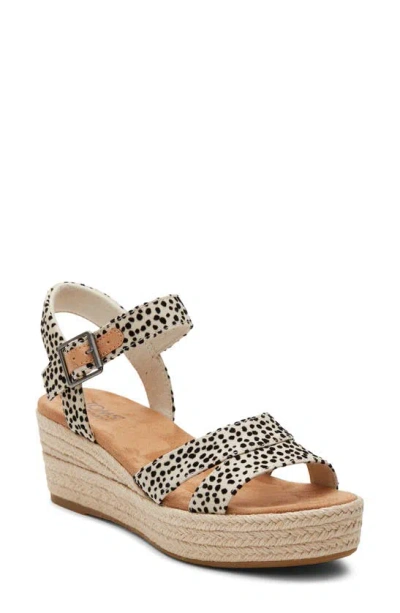 Toms Audrey Ankle Strap Espadrille Platform Wedge Sandal In Fog Flocked Mini Cheetah