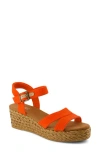 Toms Audrey Ankle Strap Espadrille Platform Wedge Sandal In Flame Beachside Woven