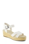 Toms Audrey Ankle Strap Espadrille Platform Wedge Sandal In White Beachside Woven