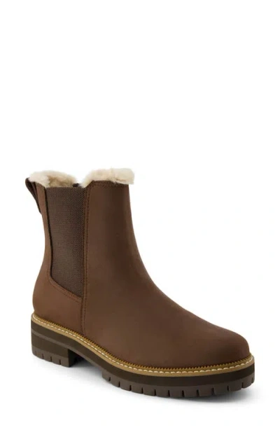 Toms Bennet Chelsea Boot In Dark Brown/faux Fur