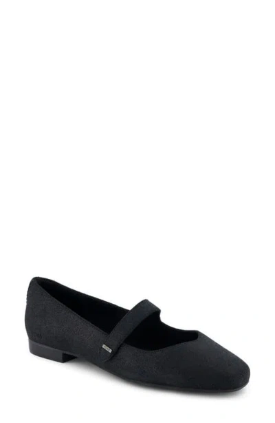 Toms Bianca Mary Jane Flat In Black Metallic Suede