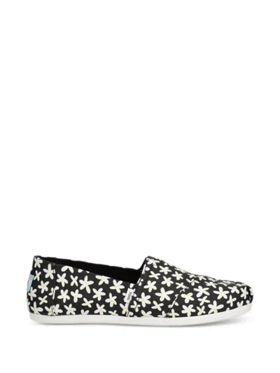 Toms 플로럴 패턴 플랫 에스파드리유 In Black