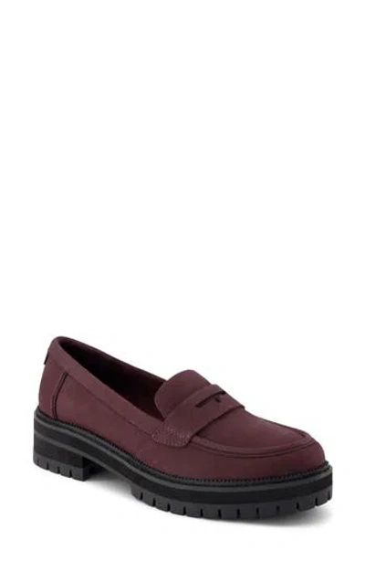 Toms Cara Platform Leather Penny Loafer In Purple