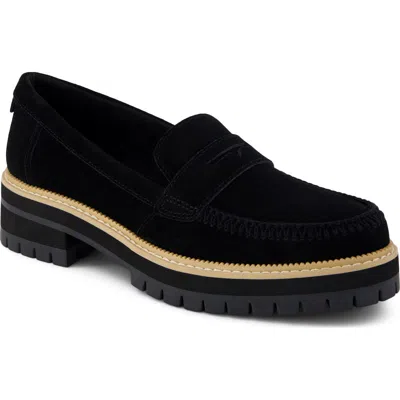 Toms Cara Platform Penny Loafer In Black