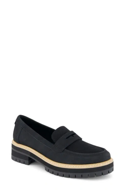 Toms Cara Platform Penny Loafer In Black