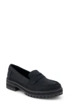 Toms Cara Platform Penny Loafer In Black Suede