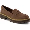 Toms Cara Platform Penny Loafer In Dark Brown Leather