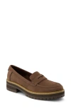 Toms Cara Platform Penny Loafer In Dark Brown