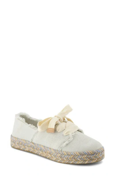 Toms Carlup Espadrille Sneaker In White Onyx Textured Denim,fray
