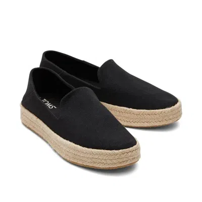 Toms Carolina 10020990 Womens 9.5 Black Espadrille Slip-on Comfort Shoes Khd2365