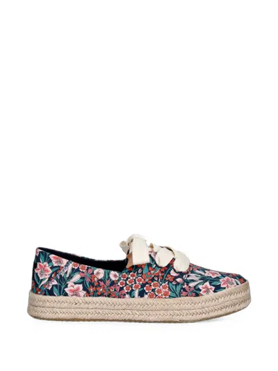 Toms Carolina Floral-print Platform Espadrilles In Yellow