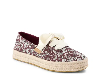 Toms Carolina Lace Up Platform Espadrille Sneaker In Red