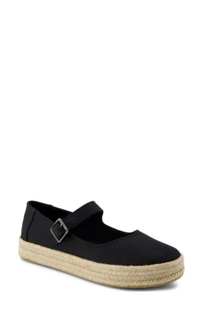 Toms Carolina Mary Jane Shoe In Black Heavy Canvas