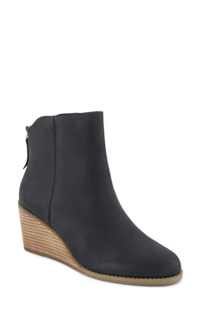 Toms Casey Leather Wedge Boot In Black