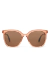 Toms Charmaine 54mm Square Sunglasses In Apricot Crystal/solid Brown