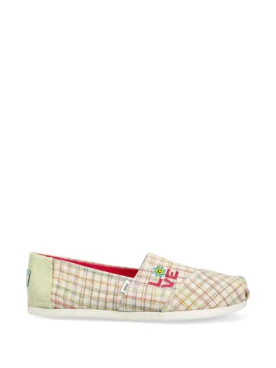 Toms Checked Embroidery Espadrilles In Neutral