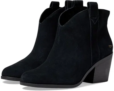 Toms Constance Boots Women's Us 9 Black Suede Pull-on Ankle Block Heel Fzp444