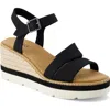 Toms Darya Platform Wedge Sandal In Black Heavy Canvas