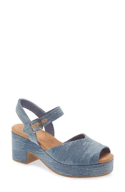 Toms Denim Platform Sandal In Blue