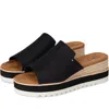 Toms Diana 10019736 Sandal Women's Black Canvas Wedge Heel Mule Gal1036 In Black