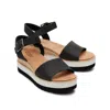 Toms Diana Platform Wedge Sandal In Black Leather