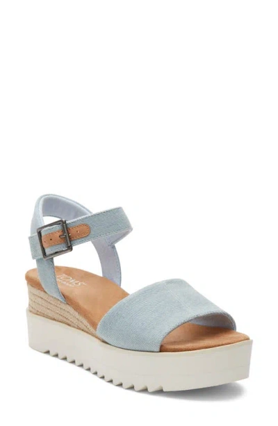 Toms Diana Ankle Strap Espadrille Platform Wedge Sandal In Light/ Pastel Blue