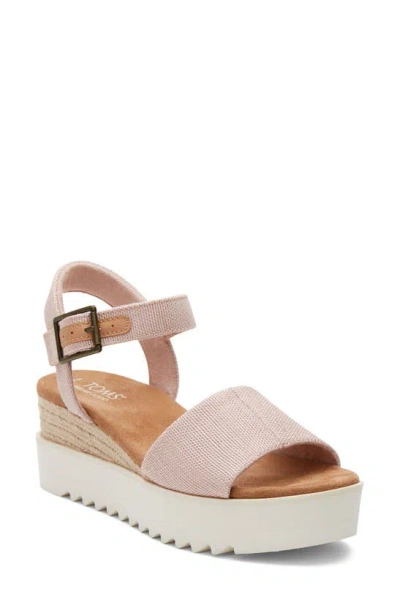 Toms Diana Ankle Strap Espadrille Platform Wedge Sandal In Light/ Pastel Pink