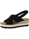 Toms Womens Black Diana Crossover-strap Canvas Wedge Sandals In Multi
