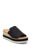 Toms Womens Black Heavy Canvas Diana Slip-on Canvas Wedge Sandals