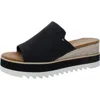 Toms Womens Black Heavy Canvas Diana Slip-on Canvas Wedge Sandals In Multi