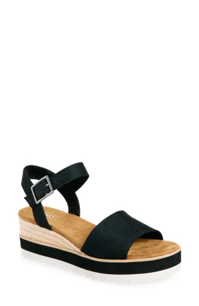 Toms Diana Platform Wedge Sandal In Black Canvas