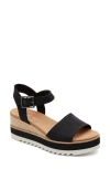 Toms Diana Platform Wedge Sandal In Black Wide Width Heavy Canvas