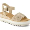 Toms Women's Diana Wedge Sandal Champagne Metallic Basket Weave In Gold