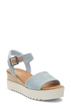 Toms Women's Diana Wedge Sandal In Pastel Blue Washed Denim In Light/ Pastel Blue