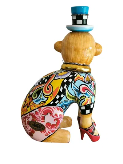 Toms Drag Hat-embellished Cat Sculpture (20cm X 30cm) In Blue