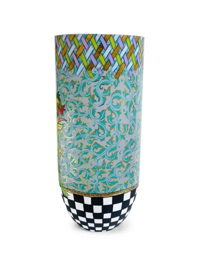 Toms Drag Jungle Palm Tree-print Checkered Planter Pot In Green