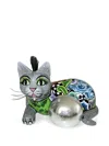 Toms Drag Mohawk-detail Cat Sculpture (22cm X 15cm) In Gray