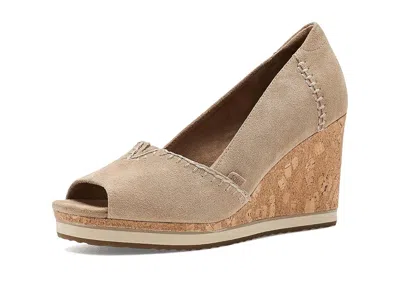 Toms Essential Wedge Women's Sandals Taupe: 7 B - Medium, Exotic Leather In Animal Print
