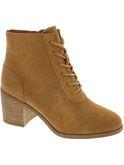 Toms Evelyn Lace Up Womens Suede Ankle Boots In Brown