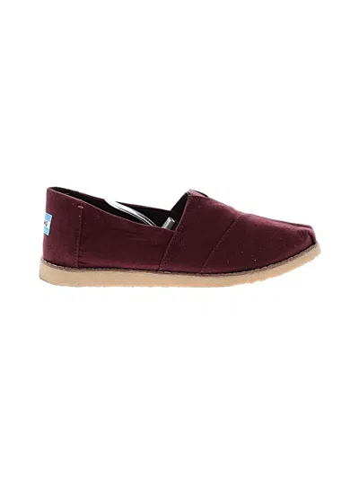 Pre-owned Toms Flats In Burgundy