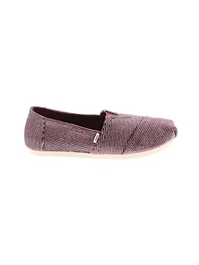 Pre-owned Toms Flats In Burgundy
