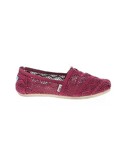 Pre-owned Toms Flats In Burgundy
