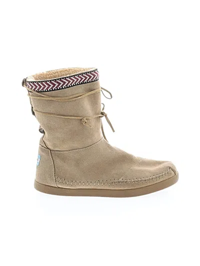 Pre-owned Toms Flats In Tan