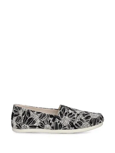 Toms Floral-embroidered Sneakers In Black