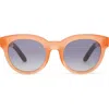 Toms Florentin 52mm Cat Eye Sunglasses In Peach Crystal Fade/blue