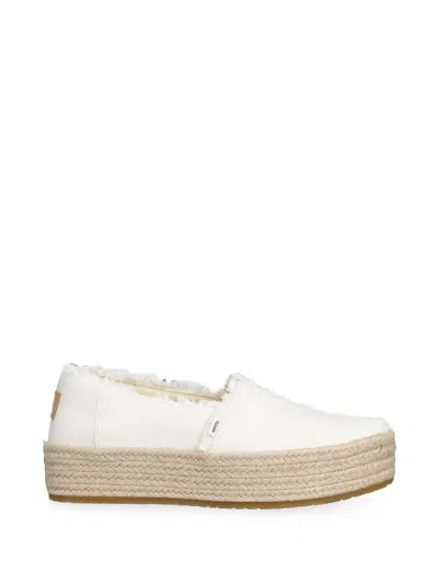 Toms Frayed-edge Platform Espadrilles In White