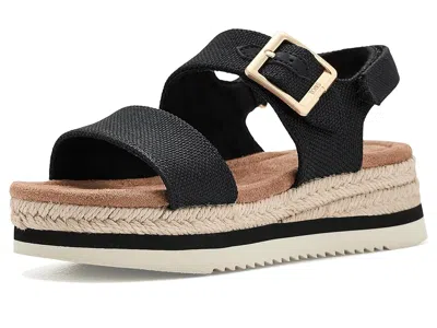 Toms Kids' Giana Slingback Espadrille Platform Wedge Sandal In Black