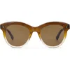 Toms Gwyneth 52mm Round Sunglasses In Cappuccino Champange Fade